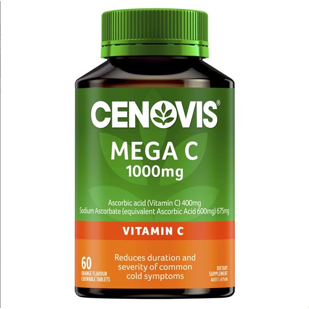 Viên nhai bổ sung Vitamin C Cenovis Mega C 1000mg Úc 60 viên (2y+)