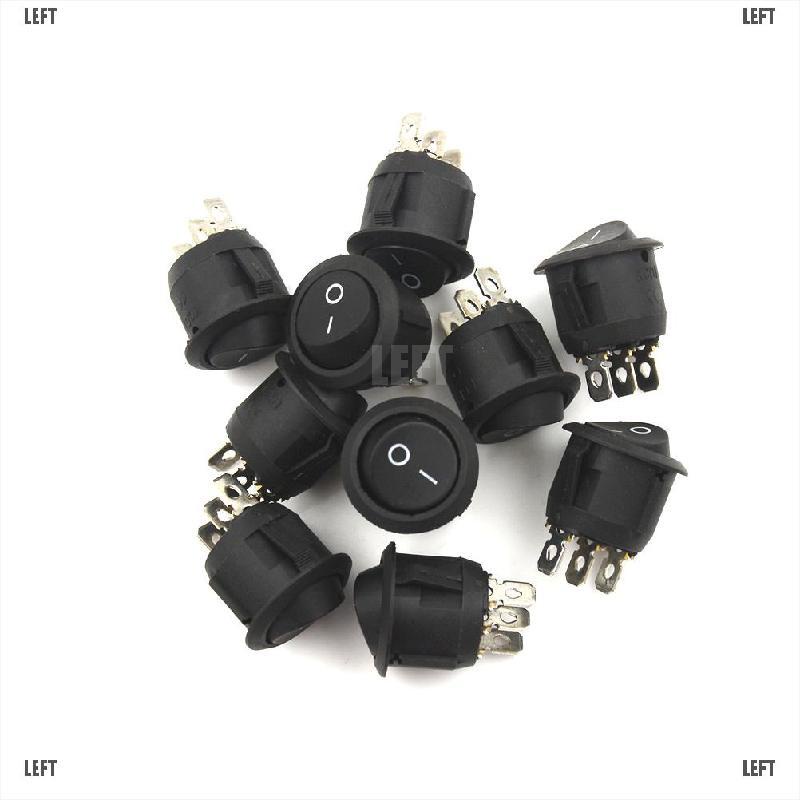 LEFT New 10PCS Mini Round Black 3 Pin SPDT ON-OFF Rocker Switch Snap-in