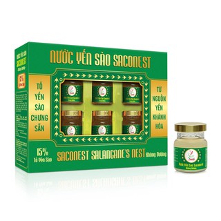 [KÈMTÚI]15% Tổ Yến Sào - Nước Yến Sào Cao Cấp Saconest Không Đường Hộp 6 lọ, Lọ 70ml Dành Cho Người Tiểu Đường, ăn kiêng