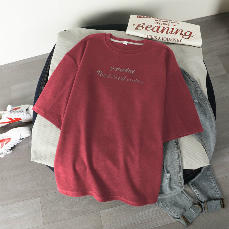 Áo thun tay lỡ form rộng unisex nam nữ mặc đẹp in chữ Think I Really Want_áo in chữ