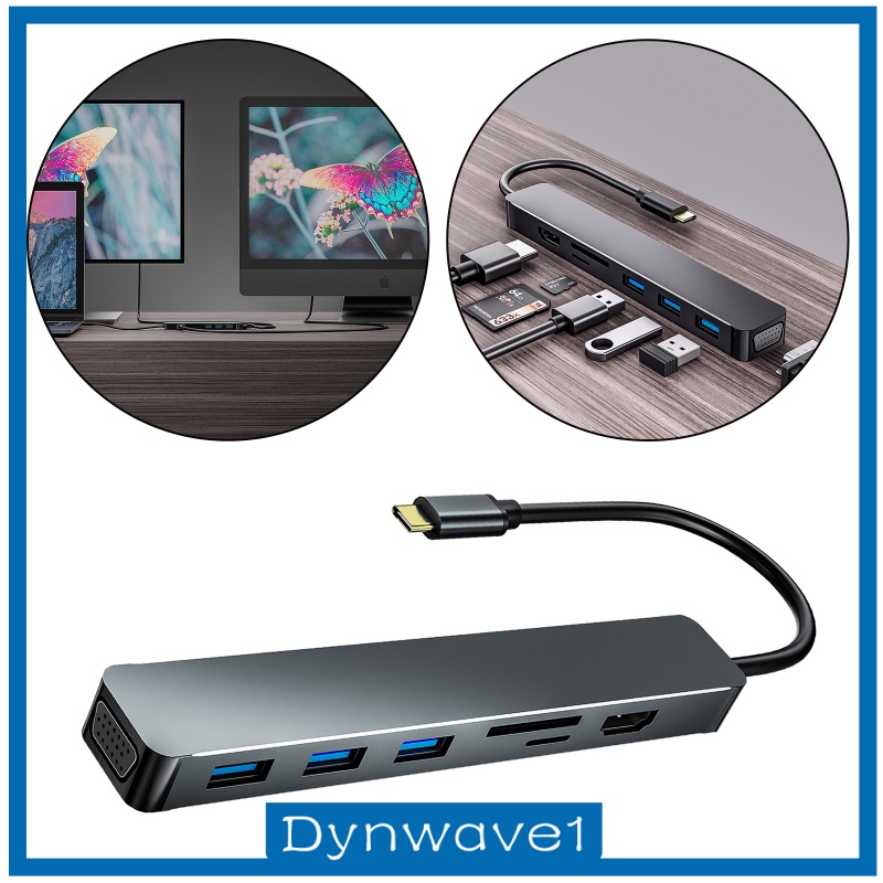 [DYNWAVE1] Aluminum 7 in 1 USB 3.0 C to HDMI 4K Hub Multiport Adapter Dongle