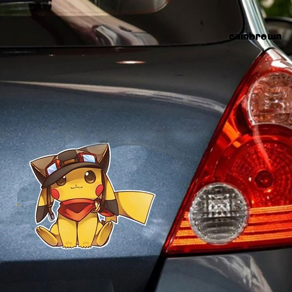 Sticker Dán Trang Trí Laptop / Xe Mô Tô Hình Pikachu Dễ Thương