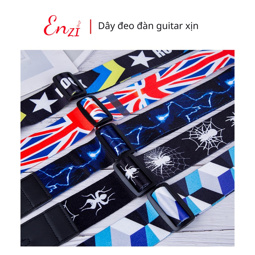 Dây đeo đàn guitar ukulele ED8 đàn classic, acoustic ghi ta bass ghita điện phối hình dày dặn chắc chắn Enzi