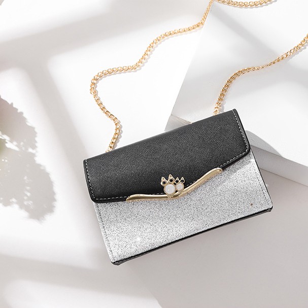 Túi Đeo Chéo Nữ Da Mềm Dễ Thương Khóa Cú Đôi T34 T32 Màu Đen