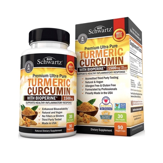 Viên chay nghệ Nano Turmeric Curcumin 1500mg Bio Schwartz 90v