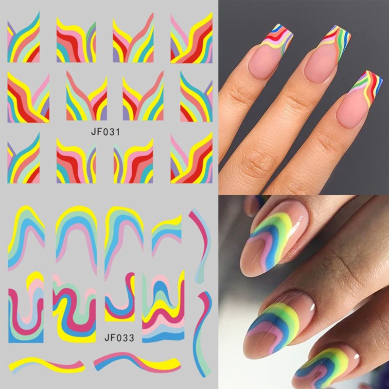 1 Tờ Miếng Dán Trang Trí Móng Tay Hình Hoa / Trái Tim / Gợn Sóng