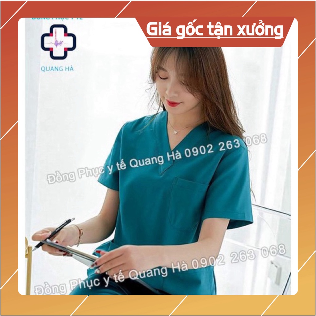 Bộ Scrubs bác sĩ loại CAO CẤP, blouse cổ tim, đồng phục điều dưỡng, spa, thẩm mỹ viện, dược sĩ