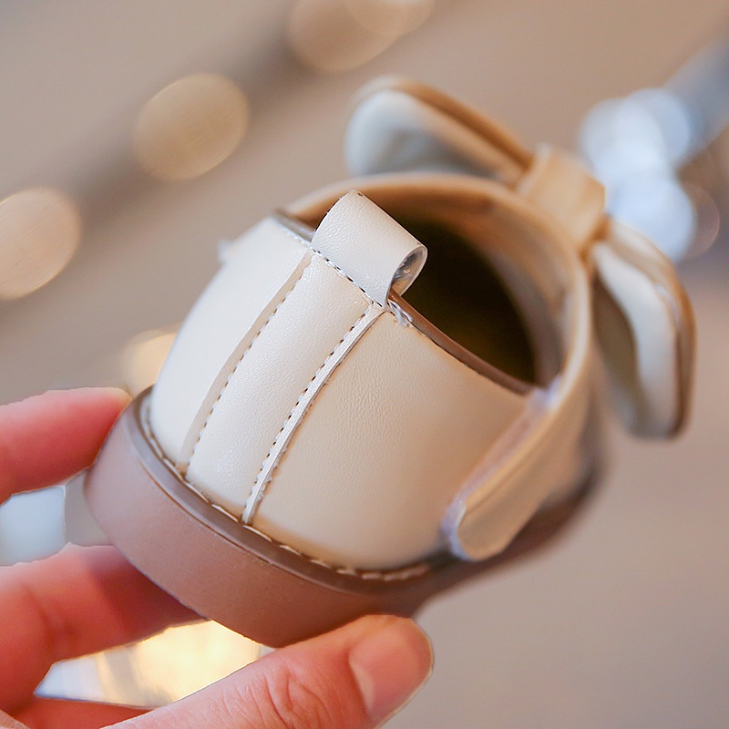 Giày Búp Bê Da Đế Mềm Chống Trượt Đính Nơ Phong Cách Vintage Cho Bé Gái 2-12 Tuổi