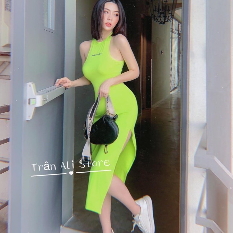 Đầm ba lỗ xẻ tà hot hit baa len thun bozip mềm | BigBuy360 - bigbuy360.vn