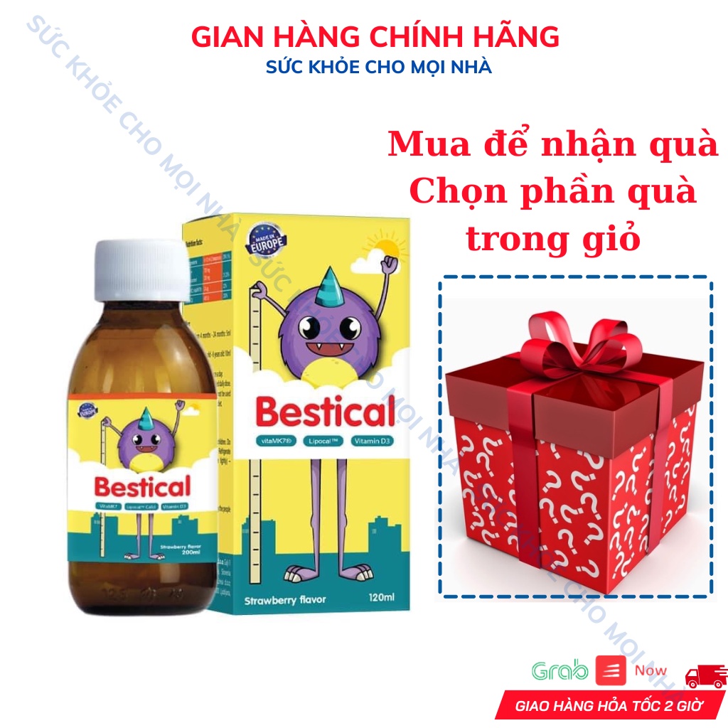 Siro Bestical bổ sung calci vitamin d3.vitamin k2 giúp bé phát triển chiều cao,xương răng chắc khỏe.suckhoechomoinha