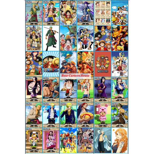 Bộ 36 sticker dạng tem dán One piece vua hải tặc