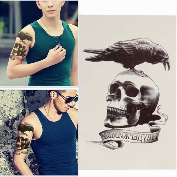 [ SIÊU GIẢM GIÁ TATTOO NAM ] Hình xăm dán tatoo chim đầu lâu - miếng dán hình xăm đẹp dành cho nam
