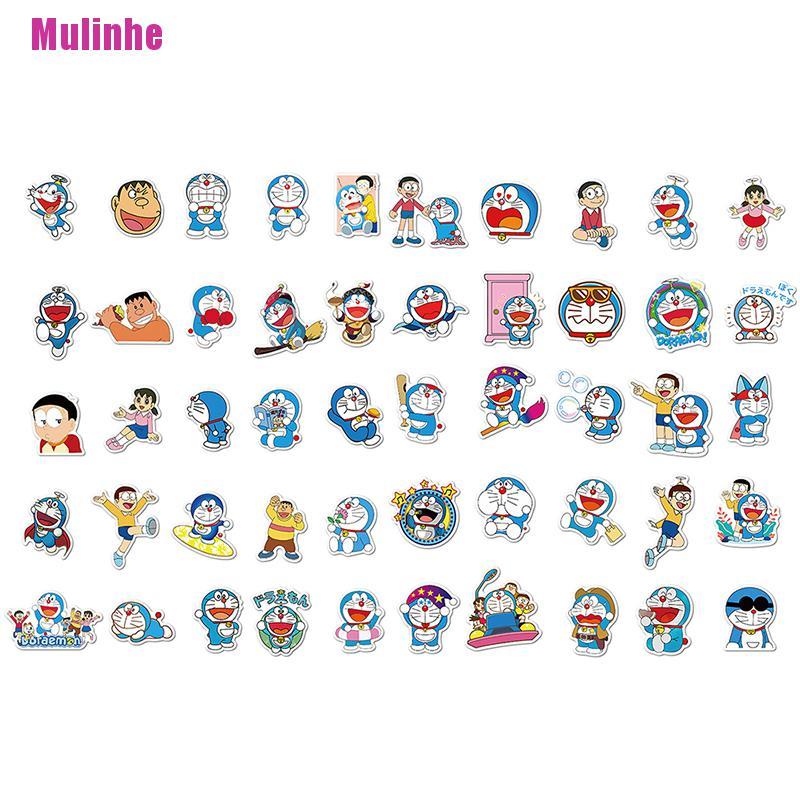 Bộ 50 Miếng Dán Doraemon Trang Trí Xe Hơi / Xe Máy / Hành Lý / Ván Trượt / Xe Hơi