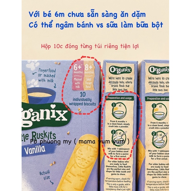 Date 11/2023 Bánh ăn dặm bích quy hữu cơ siêu sạch Organix cho bé từ 6 -8 tháng 6m,8m của Anh