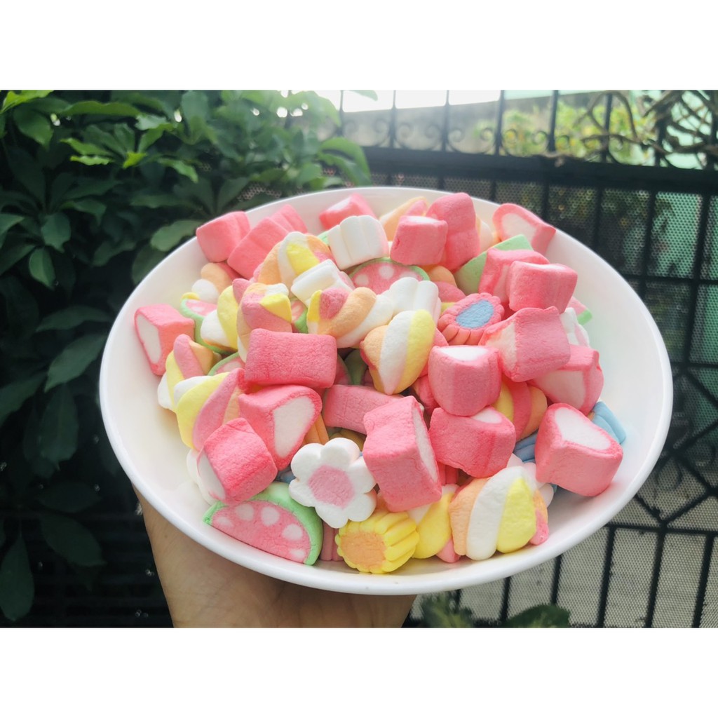 Kẹo Bông Marshmallow Vị Dâu, gói 100g