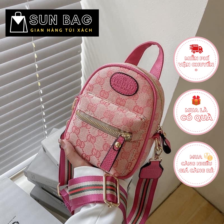 Balo nữ nhỏ, mini, đeo chéo, túi đi chơi, đi học, da cao cấp size 14cm SB069