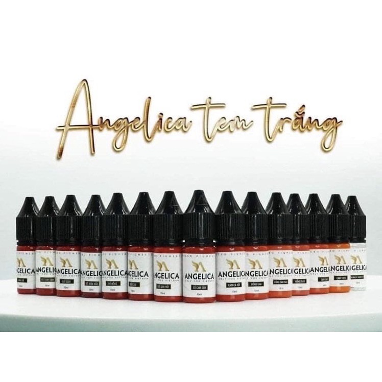 Mực angelica tem trắng siêu đậm bản việt mẫu mới lên màu nhanh ,bám màu tốt ,giữ màu 95%,không bị xỉn màu