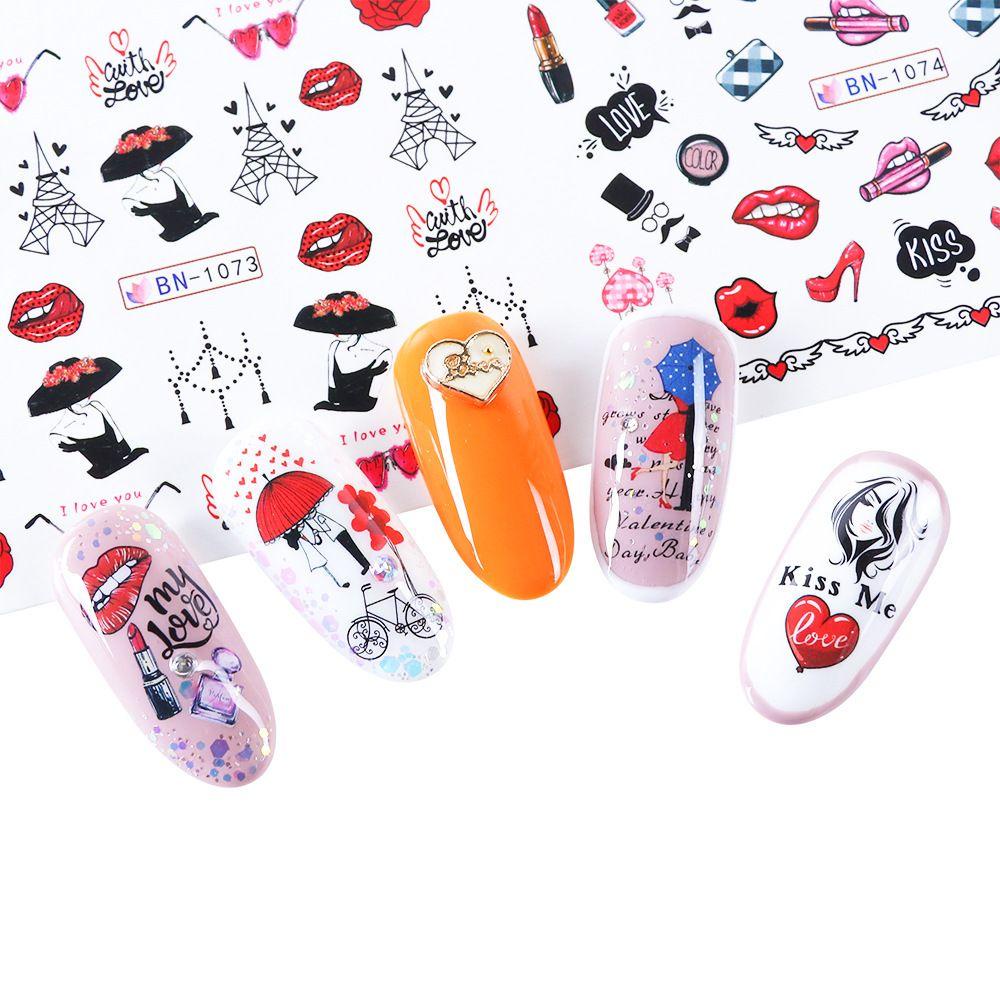 Set 12 Hình Dán Móng Tay / Môi DIY Thiết Kế Gợi Cảm