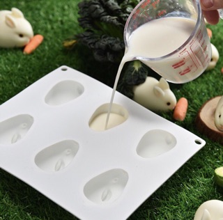 Khuôn Silicon Làm Thạch 3D Hình 6 Thỏ