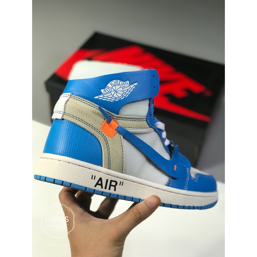 (FREESHIP+HỘP+QUÀ) Giày thể thao AIR JORDAN 1 OFF WHITE Retro High University UNC xanh trắng