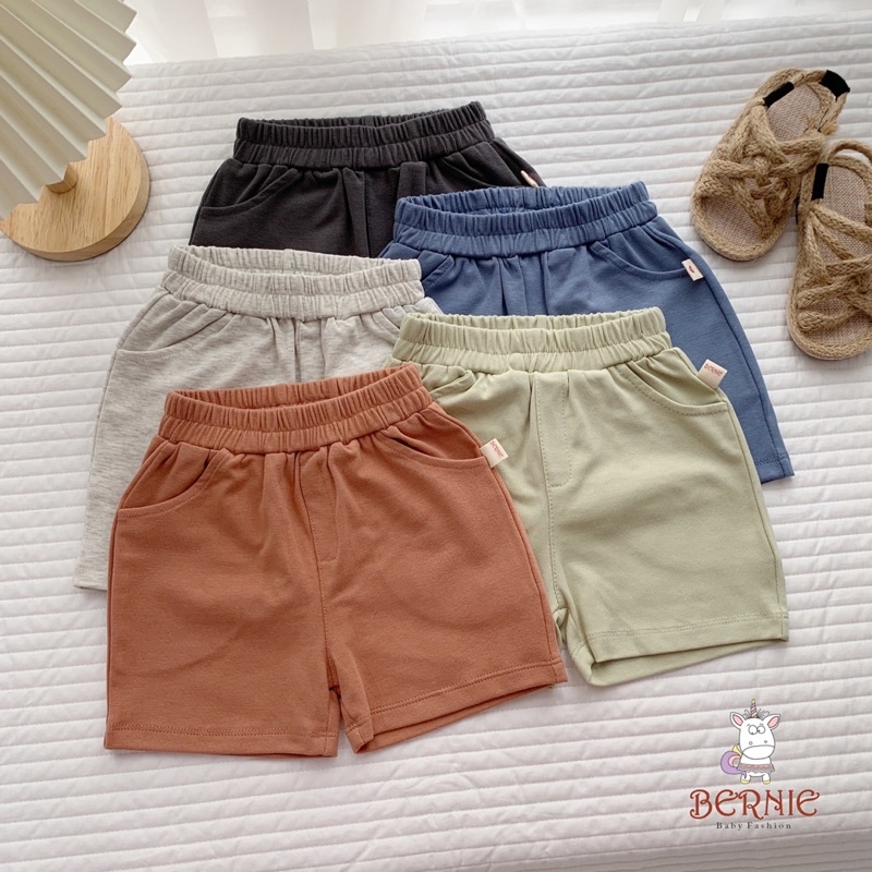 Bộ cộc tay cổ tàu màu trơn chất cotton cho bé trai, bé gái