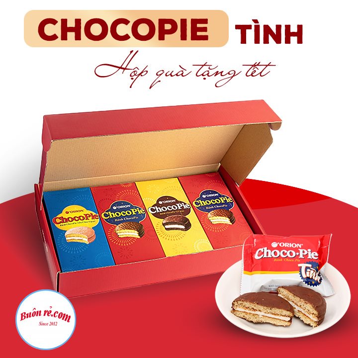 Hộp quà tặng Tết bánh Chocopie Tình 16 chiếc - Hộp bánh Chocopie quà Tết yêu thương 2022 -  01522