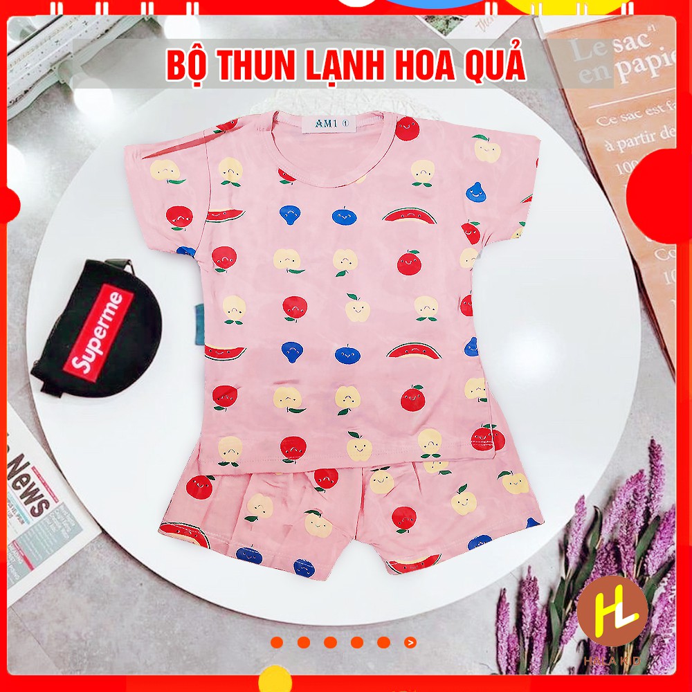 Bộ quần áo THUN LẠNH hình HOA QUẢ cho bé (5-16KG) QATE658