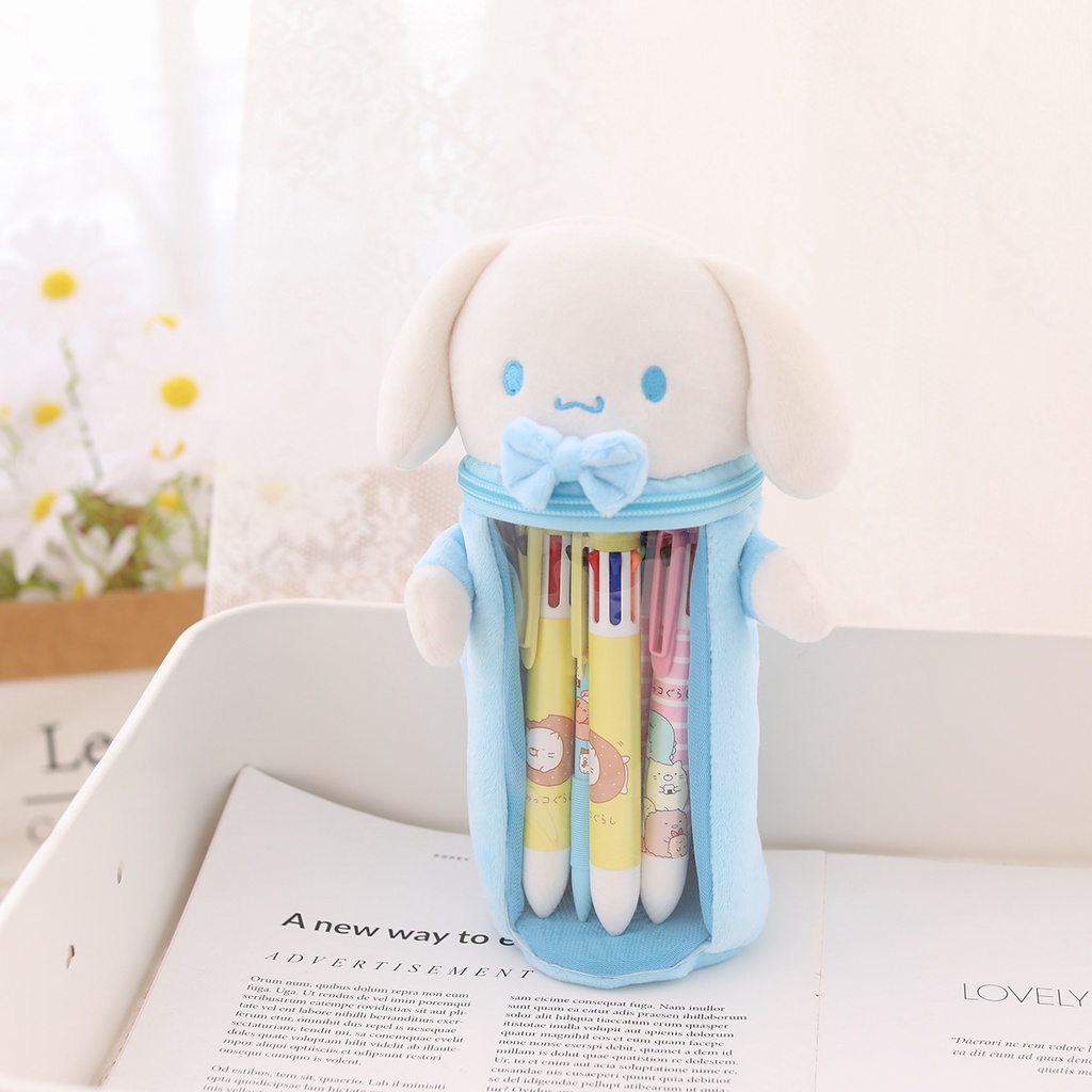Japanese Cartoon Cute Stellalou Kuromi Plush Pencil Case Pen Holder Popular Transparent Storage Bag