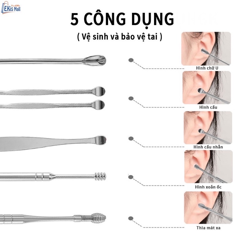 Bộ dụng cụ lấy ráy tai 6 món