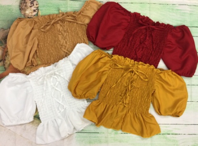 Áo nhún đan dây tay ngắn cực xinh