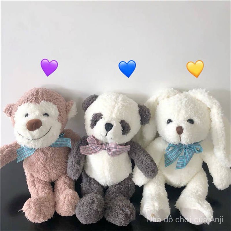Thú Nhồi Bông Hình Gấu Trúc / Khỉ / Thỏ / Gấu Trúc Mềm Mại Phong Cách Hàn Quốc Cho Bé Gái