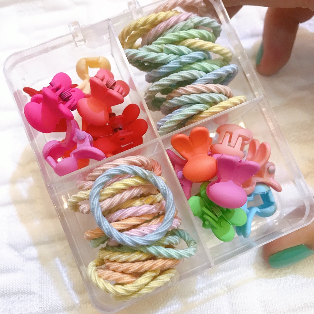 Set HỘP dây cột tóc và kẹp Tết năm mới xinh dễ thương phụ kiện tóc cho bé gái hàng cao cấp loại 1 hình thật shop
