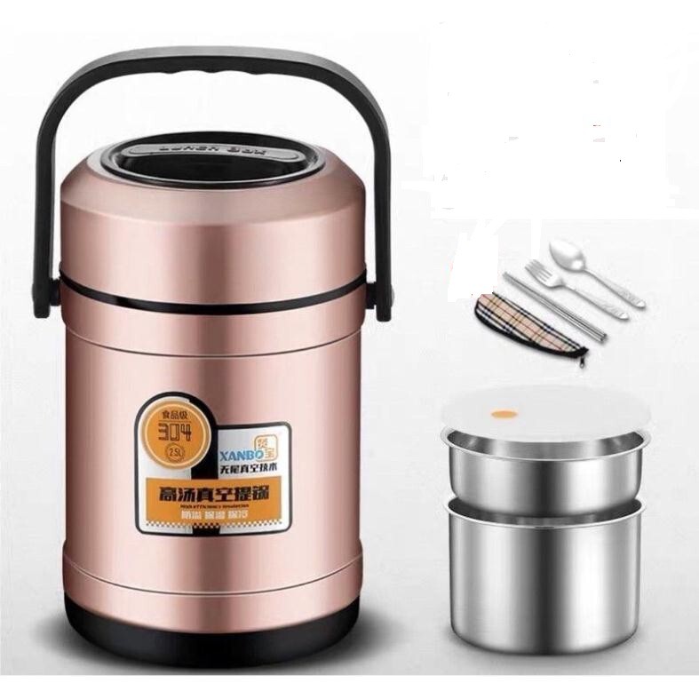 Cặp lồng 3 ngăn inox 304 dày siêu giữ nhiệt, chống tràn loại 1.6L