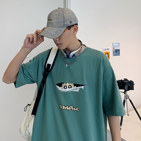 Áo thun ngắn tay dáng rộng in hoạt hình cậu bé bút chì Shin-Chan kiểu Hàn Quốc thời trang mùa hè dành cho nam nữ S-8XL