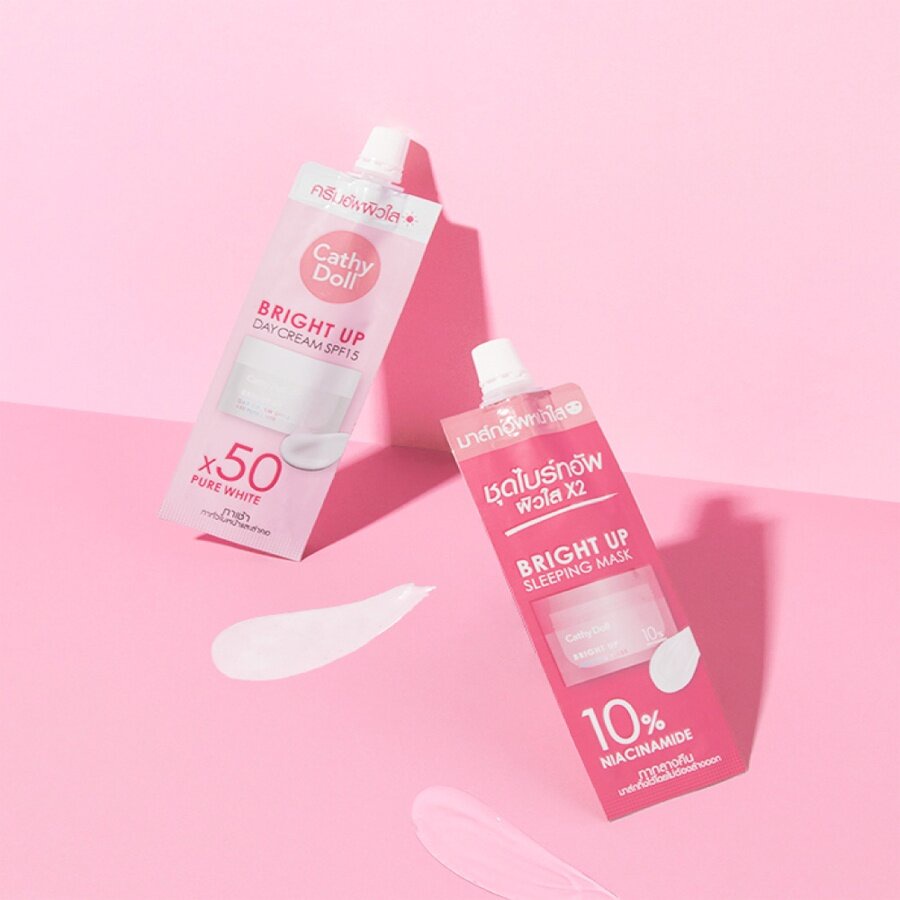 Kem Dưỡng Da Ngày Và Mặt Nạ Ngủ Cathy Doll Bright Up Day Cream SPF15 And Bright Up Sleeping Mask