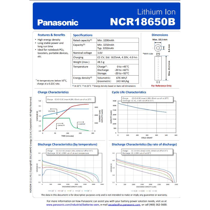 Pin Panasonic NCR18650B tháo máy