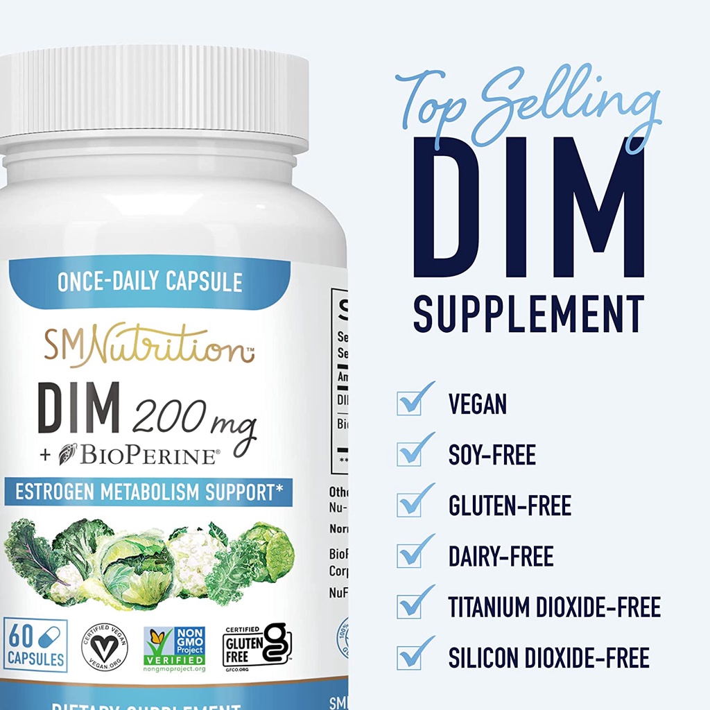SM Nutrition Dim 200mg Estrogen Metabolism cân bằng hormone, bổ sung estrogen 60 viên