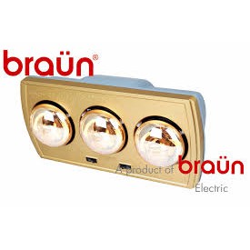 Đèn Sưởi Nhà Tắm Braun 3 Bóng Vàng BU3