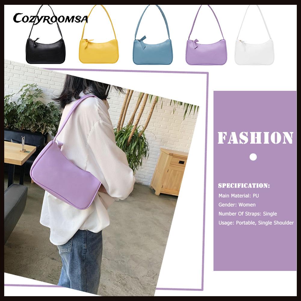 Túi xách da PU mềm màu trơn thời trang cho nữ