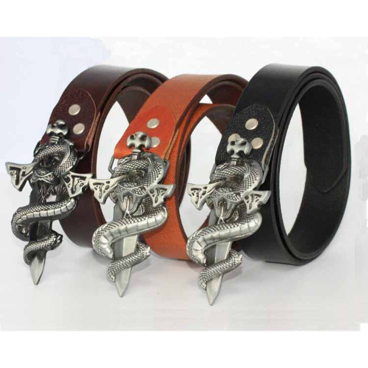 Thắt Lưng Nam Da Bò Khóa Kiếm &amp; Rắn DLKRK_01