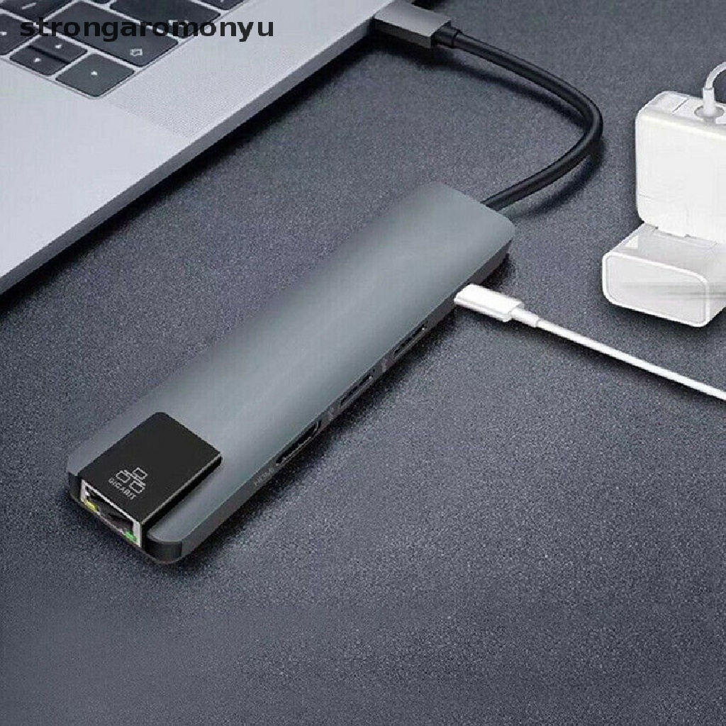 【YU】 5-in-1 USB Type C Hub Adapter Dock with 4K HDMI PD RJ45 Ethernet Lan Charge .