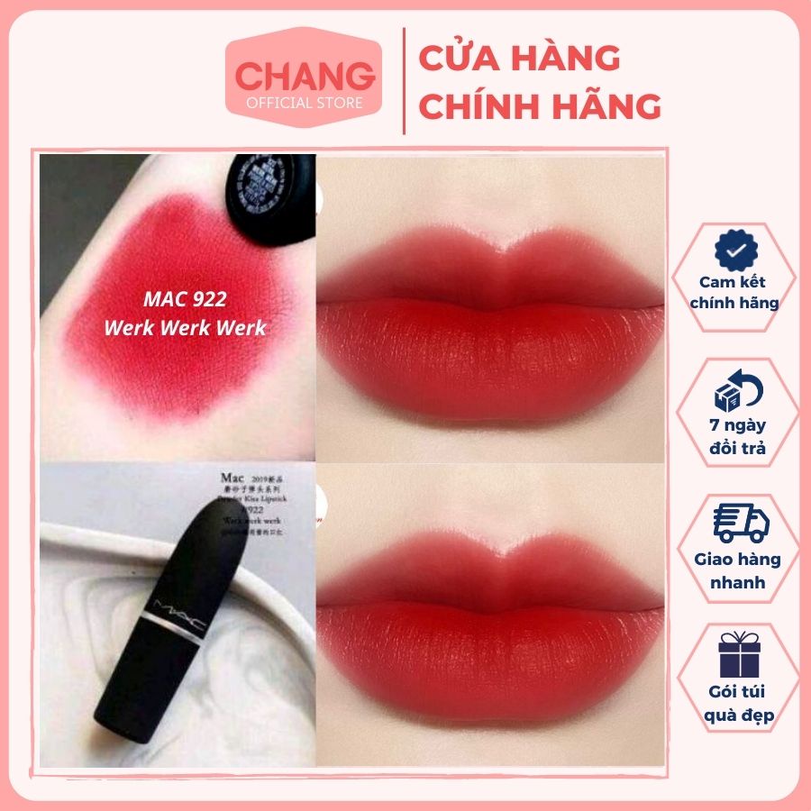 Son MAC màu 922 Werk Werk Werk - Đỏ lạnh ánh cam, son MAC chính hãng chuẩn Auth date mới 2023 có bill