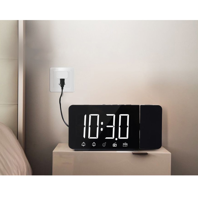 Đồng Hồ Báo Thức Kỹ Thuật Số 2 Đồng Hồ Báo Thức FM Radio Màn Hình LED USB Để Bàn Trang Trí