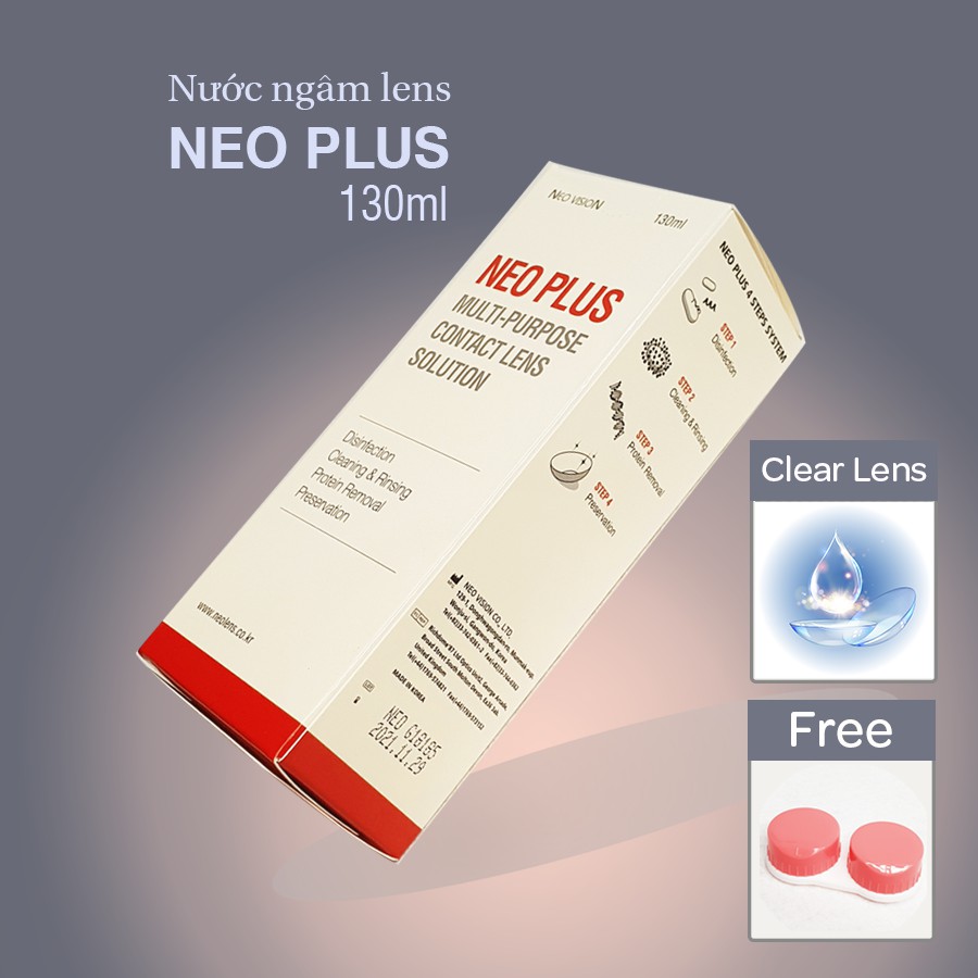 Nước ngâm kính áp tròng ANN365, rửa lens mắt hàng ngày, Neo Plus 130ml