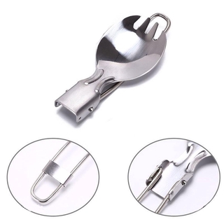 Muỗng Nĩa Gấp Gọn Bằng Thép Không Gỉ Tiện Dụng Mang Theo Du Lịch Cắm Trại