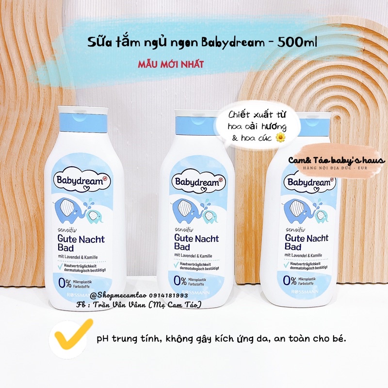 (Date: 2025) Sữa tắm ngủ ngon Babydream - 500ml ( Hàng nội địa Đức - đi Air )
