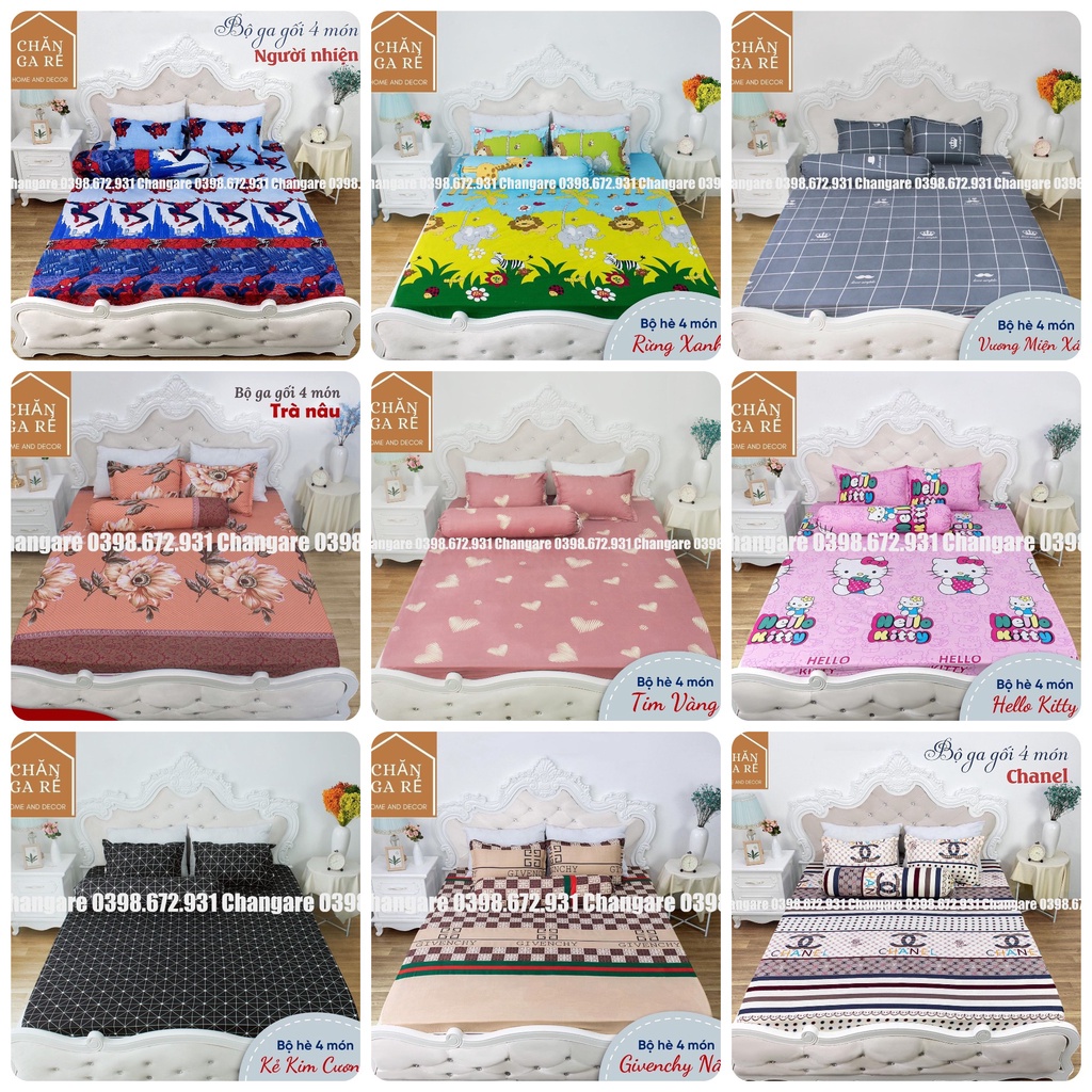 (4 món)Bộ ga gối 💖m6/m8/2m2💖 drap giường poly, ga trải giường + 2 vỏ gối nằm+ 1 vỏ gối ôm | BigBuy360 - bigbuy360.vn