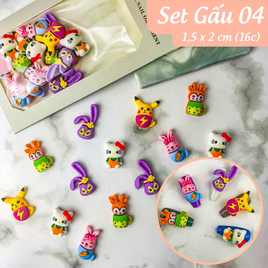 [PHỤ KIỆN NAIL] Set Charm Nail Hoạt Hình Hoa, Gấu Trang Trí Móng_ANGELICA