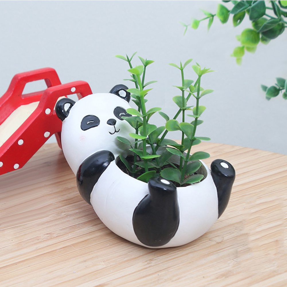 【SPP】Mini Cute Panda Desktop Succulent Plants Flower Pot Home Garden Landscape Decor