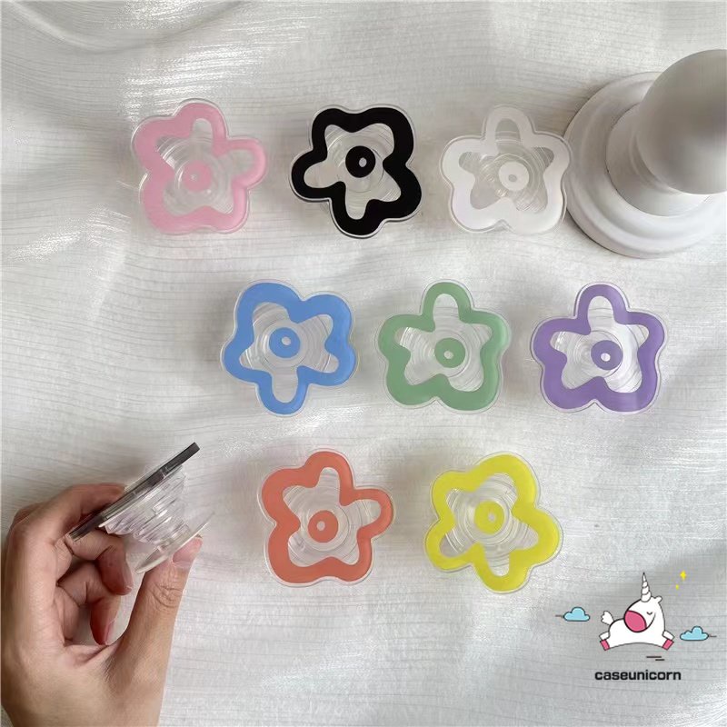 Giá Đỡ Điện Thoại Trong Suốt Hình Bông Hoa Màu Kẹo Ngọt Có Thể Gập Lại Tiện Dụng